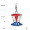 Lex & Lu Sterling Silver w/Rhodium Enameled USA Hat w/Lobster Clasp Charm - 4 - Lex & Lu