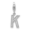 Lex & Lu Sterling Silver CZ Letter K w/Lobster Clasp Charm LAL107720 - Lex & Lu