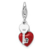 Lex & Lu Sterling Silver Enameled 3D Heart And Key Charm - 3 - Lex & Lu