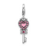 Lex & Lu Sterling Silver Pink & Blue Crystals Rvsble Heart Key Charm - 3 - Lex & Lu