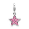 Lex & Lu Sterling Silver Pink Crystals Star w/Lobster Clasp Charm - Lex & Lu