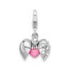 Lex & Lu Sterling Silver Crystals Enameled Heart Opens Clasp Charm - 4 - Lex & Lu