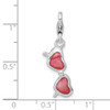 Lex & Lu Sterling Silver Enameled Coral Heart Sunglasses w/Lobster Clasp Charm - 5 - Lex & Lu