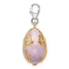 Lex & Lu Sterling Silver Gold-plated Crystals Pink Egg w/Lobster Charm - 2 - Lex & Lu