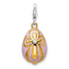 Lex & Lu Sterling Silver Gold-plated Crystals Pink Egg w/Lobster Charm - 3 - Lex & Lu