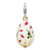 Lex & Lu Sterling Silver 3-D Enameled G/P White Egg w/Lobster Clasp Charm - Lex & Lu