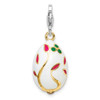 Lex & Lu Sterling Silver 3-D Enameled G/P White Egg w/Lobster Clasp Charm - 3 - Lex & Lu