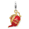 Lex & Lu Sterling Silver Gold-plated Red Enameled Tea Pot w/Lobster Clasp Charm - Lex & Lu