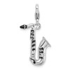 Lex & Lu Sterling Silver 3-D Enameled Saxophone w/Lobster Clasp Charm - Lex & Lu