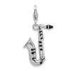 Lex & Lu Sterling Silver 3-D Enameled Saxophone w/Lobster Clasp Charm - 3 - Lex & Lu