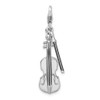 Lex & Lu Sterling Silver 3-D Violin and Antiqued Bow w/Lobster Clasp Charm - Lex & Lu