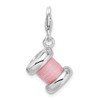 Lex & Lu Sterling Silver 3-D Enameled Pink Spool of Thread w/Lobster Clasp Charm - 3 - Lex & Lu