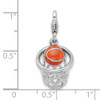 Lex & Lu Sterling Silver 3-D Enameled Basketball in Net w/Lobster Clasp Charm - 4 - Lex & Lu