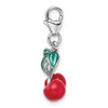 Lex & Lu Sterling Silver 3-D Enameled Red Cherries w/Lobster Clasp Charm - 2 - Lex & Lu