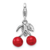 Lex & Lu Sterling Silver 3-D Enameled Red Cherries w/Lobster Clasp Charm - 3 - Lex & Lu
