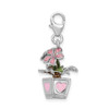 Lex & Lu Sterling Silver 3-D Enameled Potted Flowers w/Lobster Clasp Charm - 2 - Lex & Lu