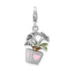 Lex & Lu Sterling Silver 3-D Enameled Potted Flowers w/Lobster Clasp Charm - 3 - Lex & Lu