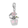 Lex & Lu Sterling Silver 3-D Enameled Potted Flowers w/Lobster Clasp Charm - 4 - Lex & Lu