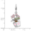 Lex & Lu Sterling Silver 3-D Enameled Potted Flowers w/Lobster Clasp Charm - 5 - Lex & Lu