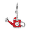 Lex & Lu Sterling Silver 3-D Enameled Red Watering Can w/Lobster Clasp Charm - Lex & Lu