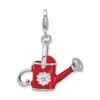 Lex & Lu Sterling Silver 3-D Enameled Red Watering Can w/Lobster Clasp Charm - 3 - Lex & Lu