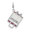 Lex & Lu Sterling Silver 3-D Enameled Fuschia Luggage w/Lobster Clasp Charm - 5 - Lex & Lu