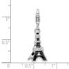 Lex & Lu Sterling Silver Black Enameled CZ Eiffel Tower w/Lobster Clasp Charm - 4 - Lex & Lu