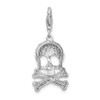 Lex & Lu Sterling Silver CZ Skull and Cross Bones w/Lobster Clasp Charm - 3 - Lex & Lu