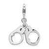 Lex & Lu Sterling Silver 3-D Polished Movable Hand Cuffs w/Lobster Clasp Charm - Lex & Lu