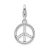 Lex & Lu Sterling Silver Small Polished Peace Sign w/Lobster Clasp Charm - 3 - Lex & Lu