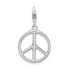 Lex & Lu Sterling Silver Large Polished Peace Sign w/Lobster Clasp Charm - Lex & Lu