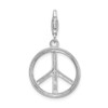 Lex & Lu Sterling Silver Large Polished Peace Sign w/Lobster Clasp Charm - 3 - Lex & Lu