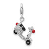 Lex & Lu Sterling Silver 3-D Enameled Crystals Moped Clasp Charm - 3 - Lex & Lu