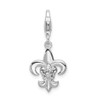 Lex & Lu Sterling Silver CZ Fleur de Lis w/Lobster Clasp Charm LAL108240 - Lex & Lu