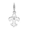 Lex & Lu Sterling Silver Black Enameled Fleur de Lis w/Lobster Clasp Charm - 3 - Lex & Lu