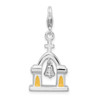 Lex & Lu Sterling Silver 3-D Enameled Church w/Moving Bell w/Lobster Clasp Charm - Lex & Lu