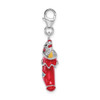 Lex & Lu Sterling Silver 3-D Red Enameled Holiday Stocking w/Lobster Clasp Charm - 2 - Lex & Lu