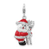 Lex & Lu Sterling Silver 3-D Enameled Santa and Reindeer w/Lobster Clasp Charm - Lex & Lu