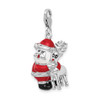 Lex & Lu Sterling Silver 3-D Enameled Santa and Reindeer w/Lobster Clasp Charm - 4 - Lex & Lu