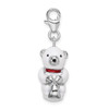 Lex & Lu Sterling Silver 3-D Enameled Polar Bear on Sled w/Lobster Clasp Charm - 2 - Lex & Lu