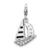 Lex & Lu Sterling Silver 3-D Enameled Sailboatw/Lobster Clasp Charm - Lex & Lu