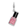 Lex & Lu Sterling Silver 3-D Enameled Pink Nail Polish Bottle Charm - 3 - Lex & Lu