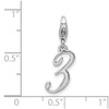 Lex & Lu Sterling Silver Number 3 w/Lobster Clasp Charm - 4 - Lex & Lu