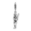 Lex & Lu Sterling Silver 3-D Antiqued Baseball Player w/Lobster Clasp Charm - Lex & Lu