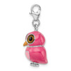 Lex & Lu Sterling Silver Enameled 3-D Heart Owl w/Lobster Clasp Charm - 2 - Lex & Lu