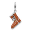 Lex & Lu Sterling Silver Enameled 3-D Snow Boot w/Lobster Clasp Charm - Lex & Lu