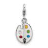 Lex & Lu Sterling Silver Enameled 3-D Palette and Brush w/Lobster Clasp Charm - Lex & Lu