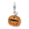 Lex & Lu Sterling Silver 3-D Enameled Jack o Lantern w/Lobster Clasp Charm - Lex & Lu