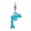 Lex & Lu Sterling Silver 3-D Enameled Dolphin w/Lobster Clasp Charm - Lex & Lu