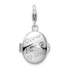 Lex & Lu Sterling Silver Enameled Love Heart Compact w/Lobster Clasp Charm - Lex & Lu